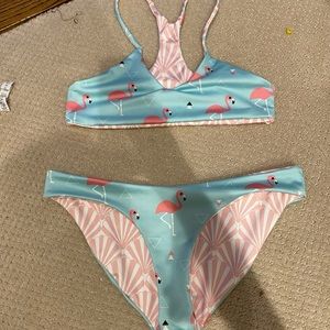 reversible flamingo sea shell baithing suit